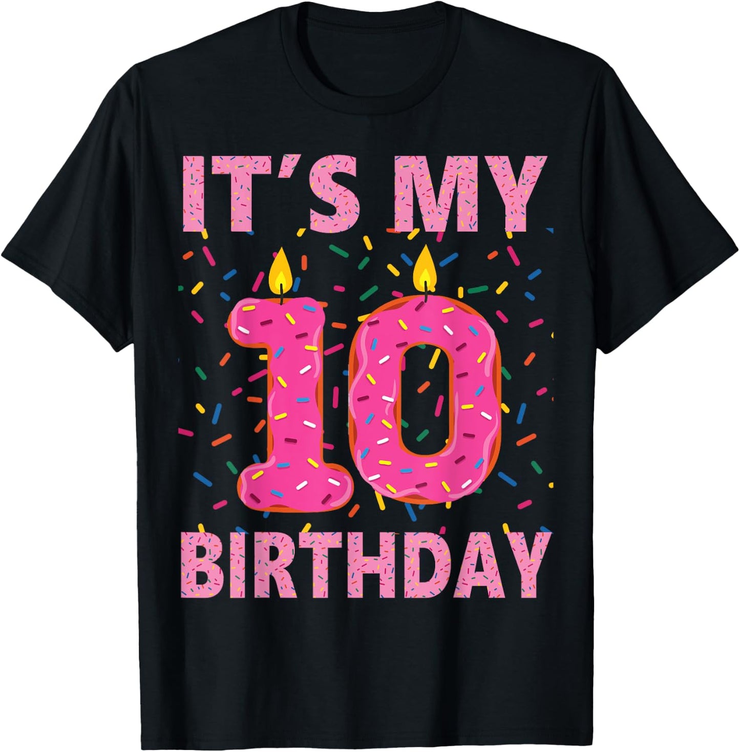 Kids Sweet donut It's My 10th Birthday Shirt 10 Yrs Old Gift T-Shirt - T-Shirt | Black