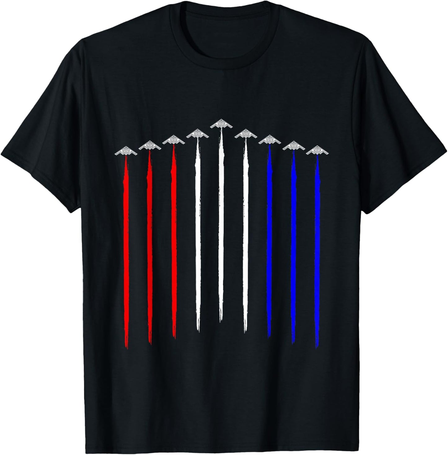 B-2 Bomber Squadron Contrails American Flag Stealth B2 T-Shirt - T-Shirt | Black