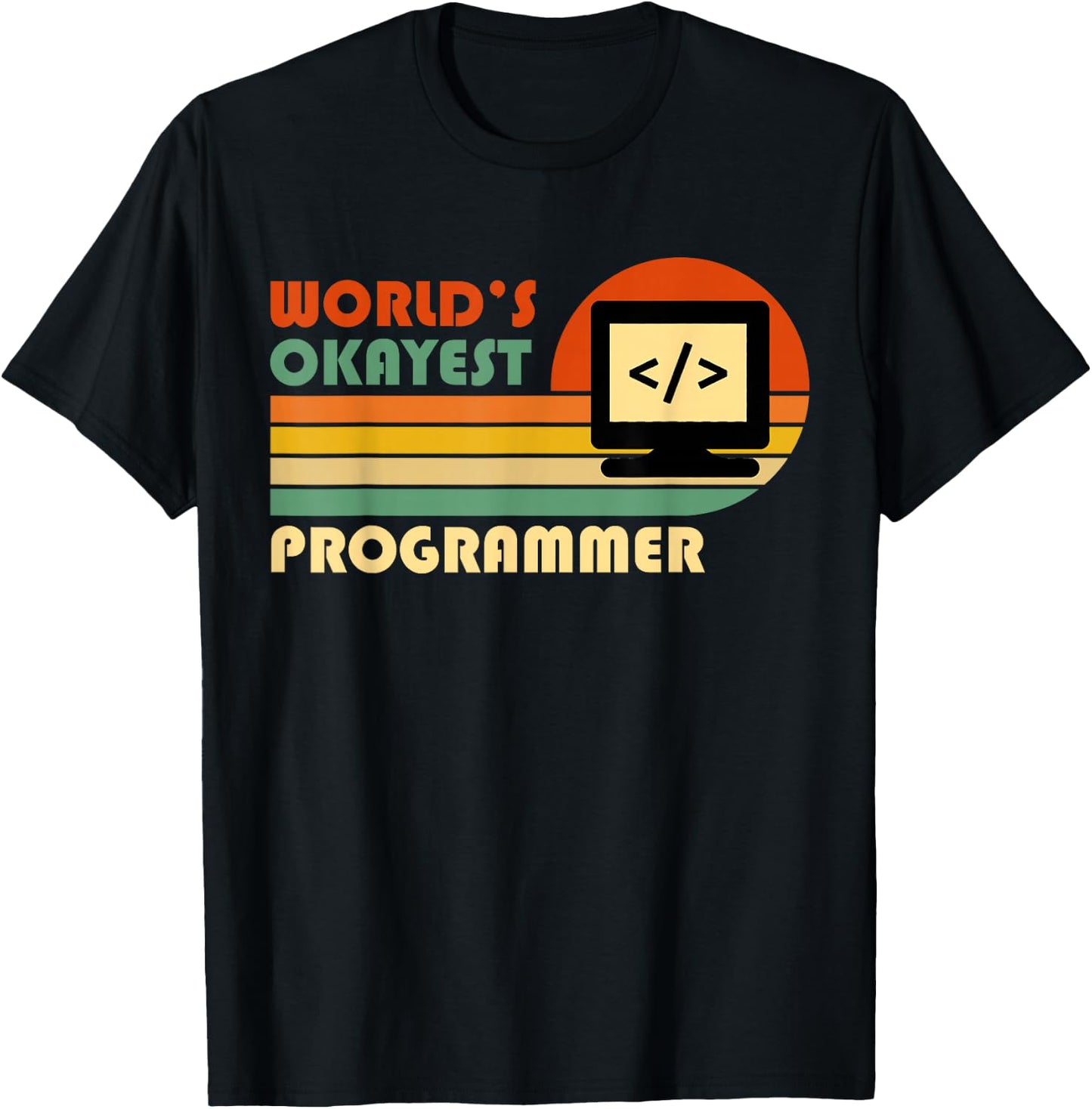 World's Okayest Programmer - Funny Retro Vintage Programmer T-Shirt - T-Shirt | Black
