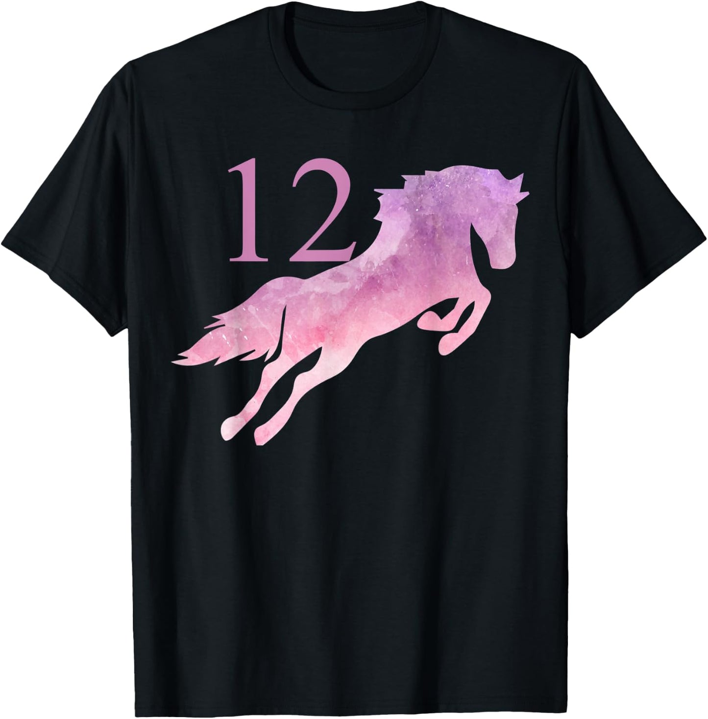 Girls 12th Birthday Horse Watercolor 12 year old Shirt Gift T-Shirt - T-Shirt | Black