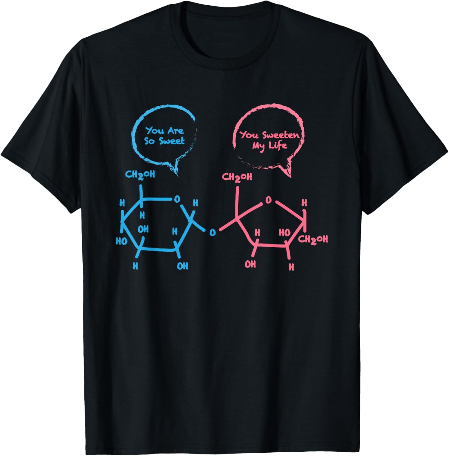 Funny Biochemistry Shirt Sucrose And Glucose Molecules T-Shirt - T-Shirt | Black
