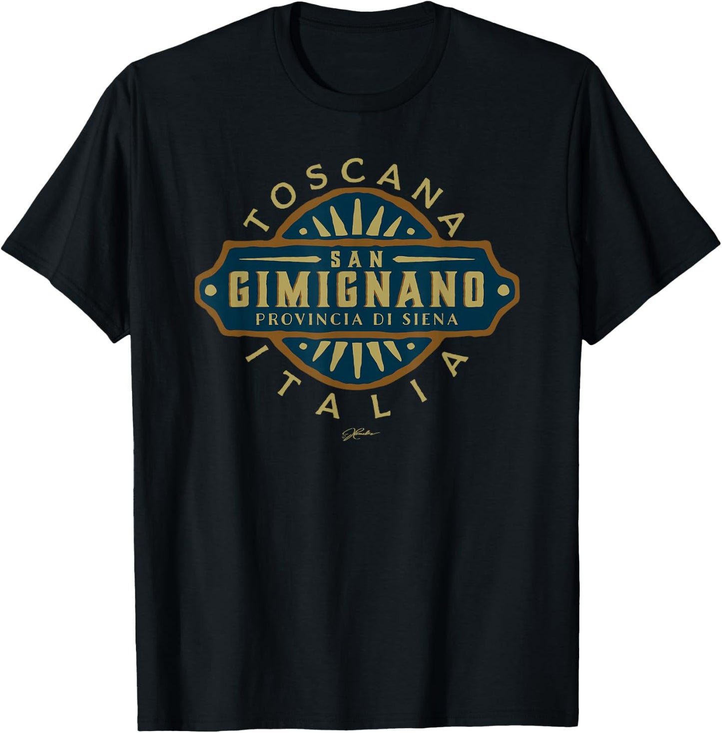 JCombs: San Gimignano, Tuscany, Italy, Retro T-Shirt - T-Shirt | Black