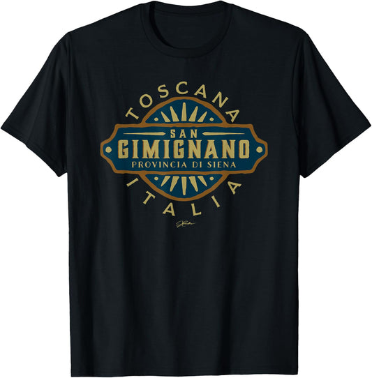 JCombs: San Gimignano, Tuscany, Italy, Retro T-Shirt - T-Shirt | Black