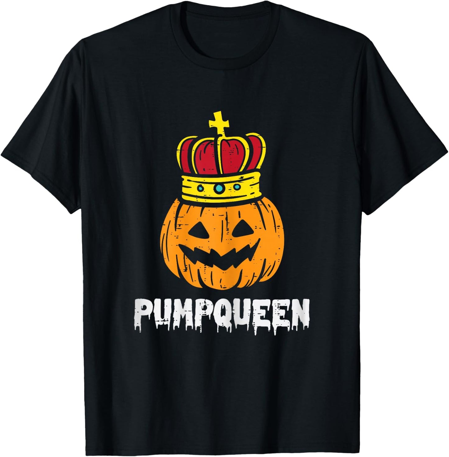 Pumpqueen Pumpkin Matching Halloween Couples Women Him Her T-Shirt - T-Shirt | Black