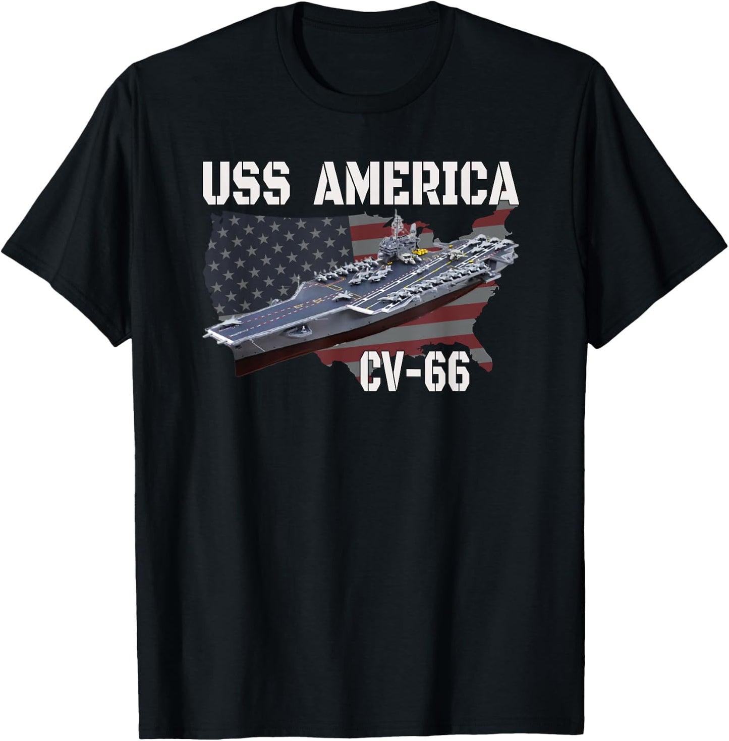 USS America CV-66 Aircraft Carrier Veterans Day T-Shirt - T-Shirt | Black