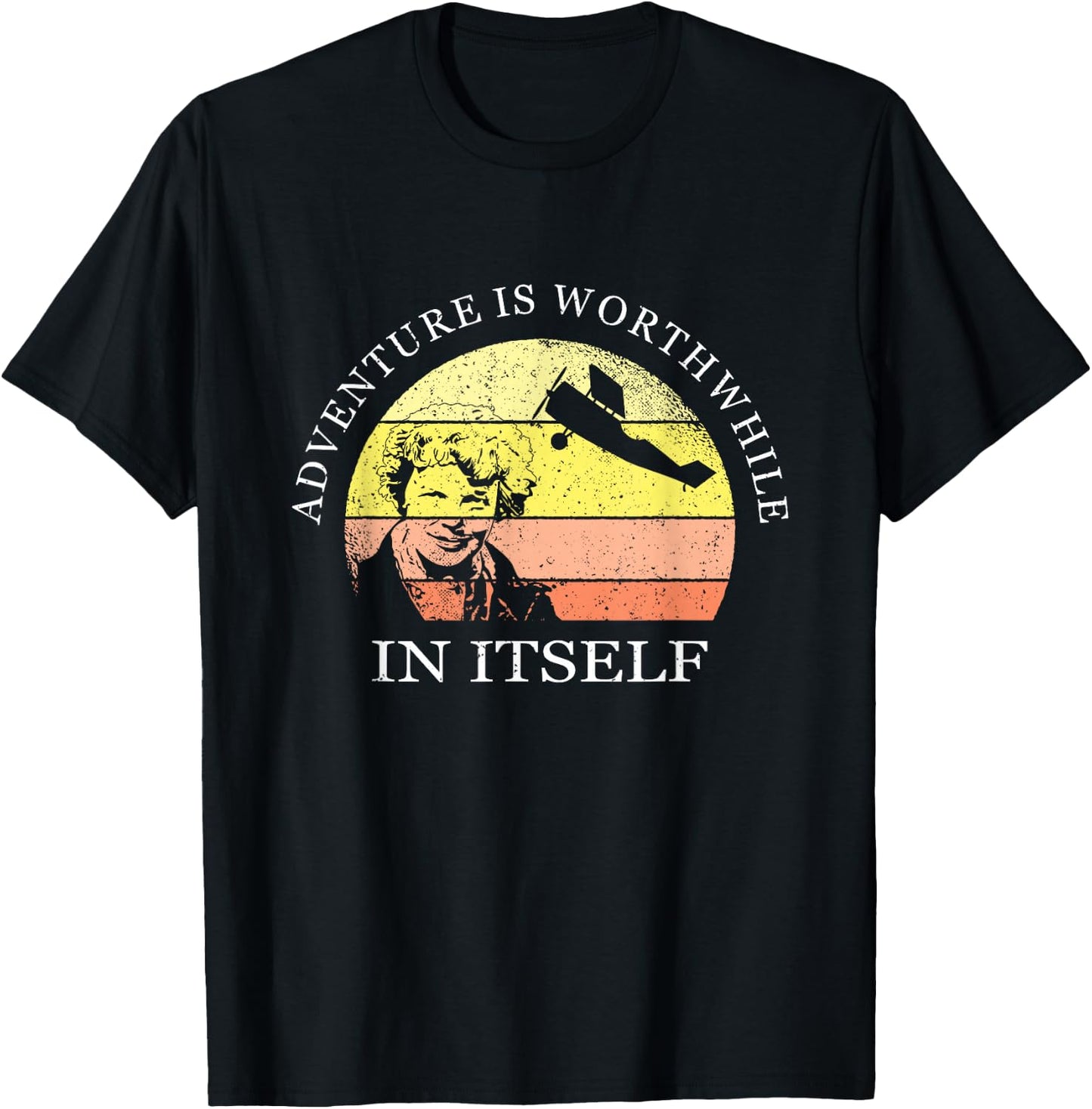 Adventure is Worthwhile in Itself Earhart Day T-Shirt - T-Shirt | Black