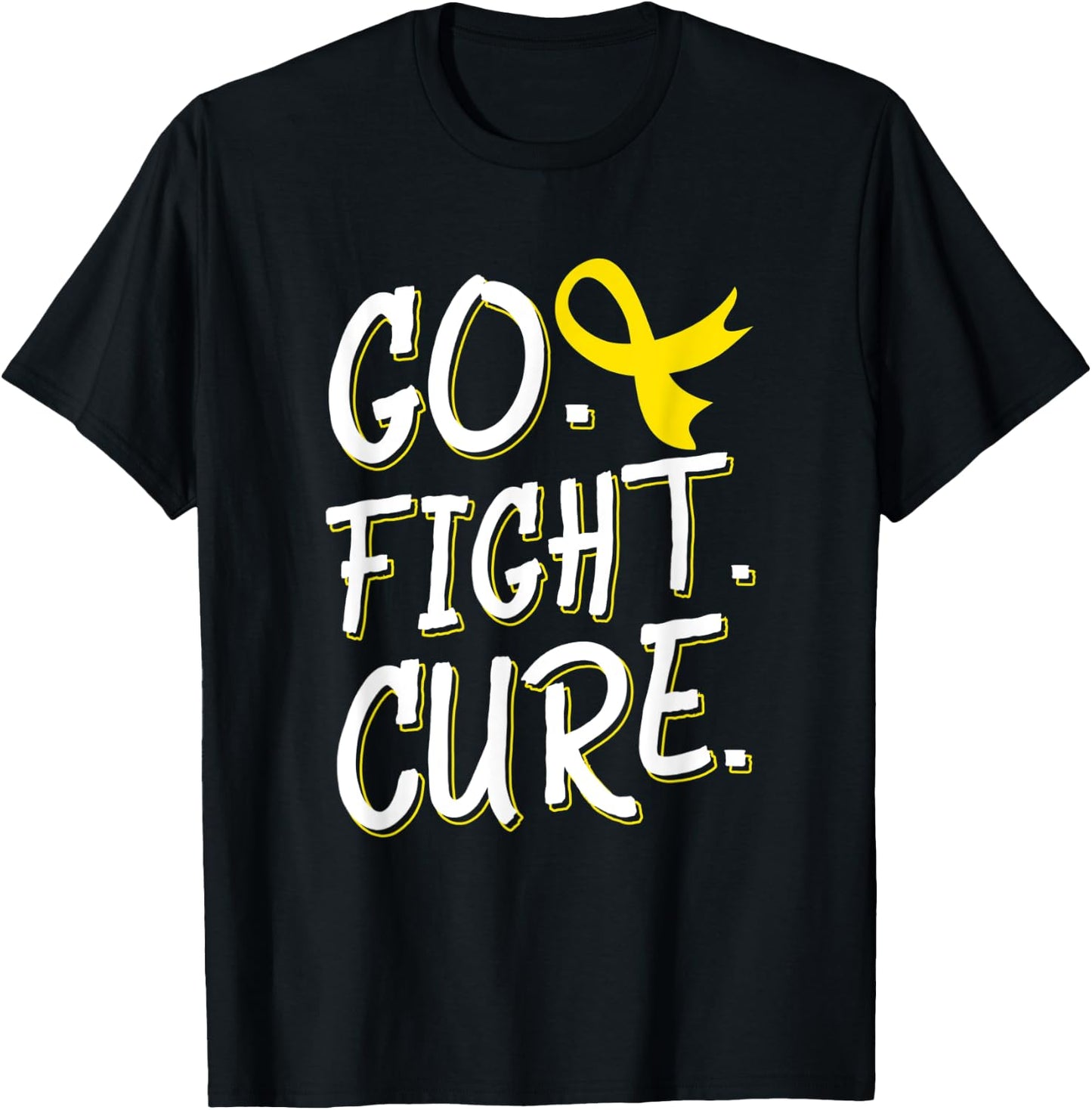Go Fight Cure Childhood Cancer Gold Ribbon Awareness T-Shirt - T-Shirt | Black