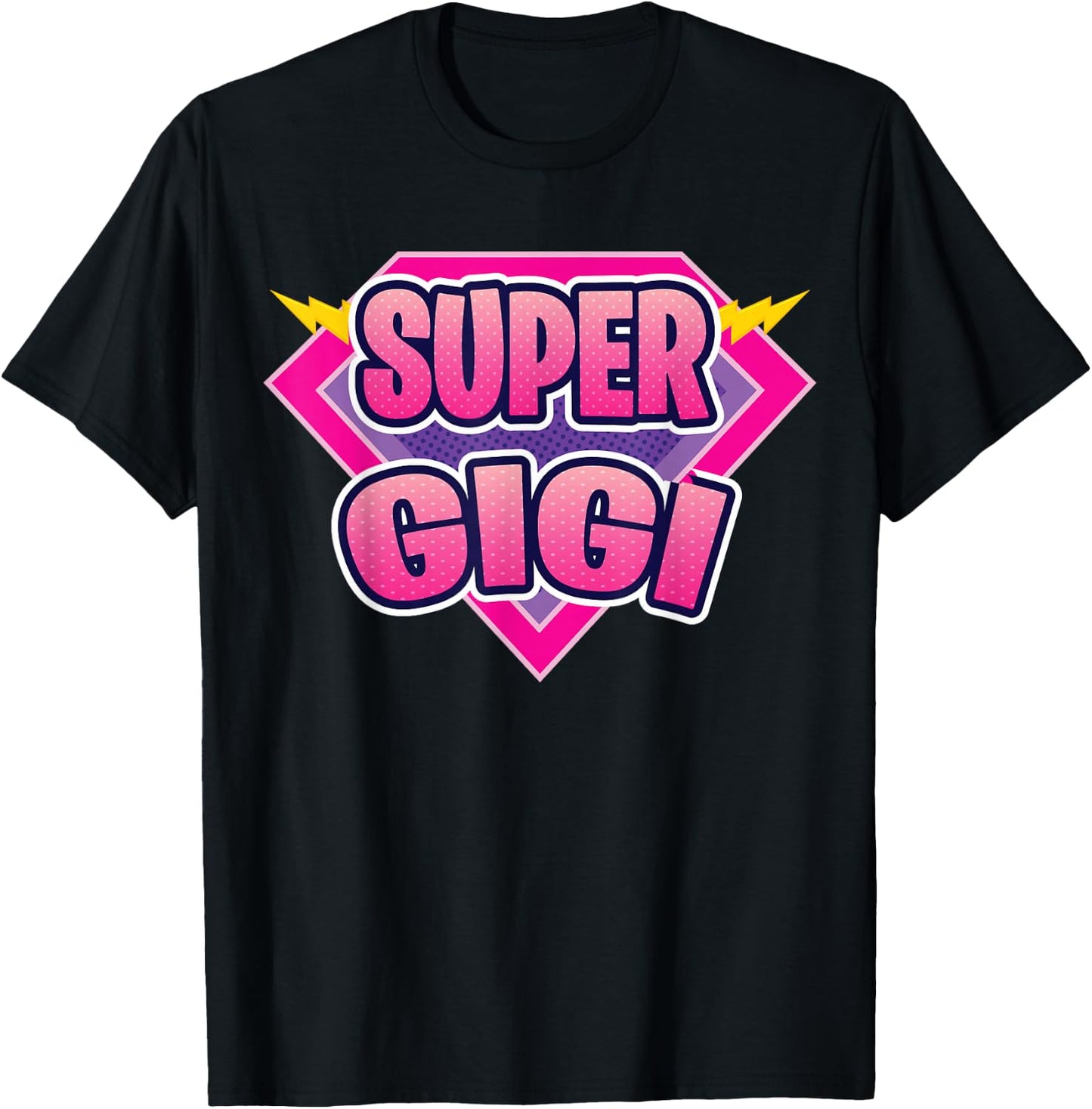 Super Gigi Superhero Grandmother Comic Book Funny Matching T-Shirt - T-Shirt | Black