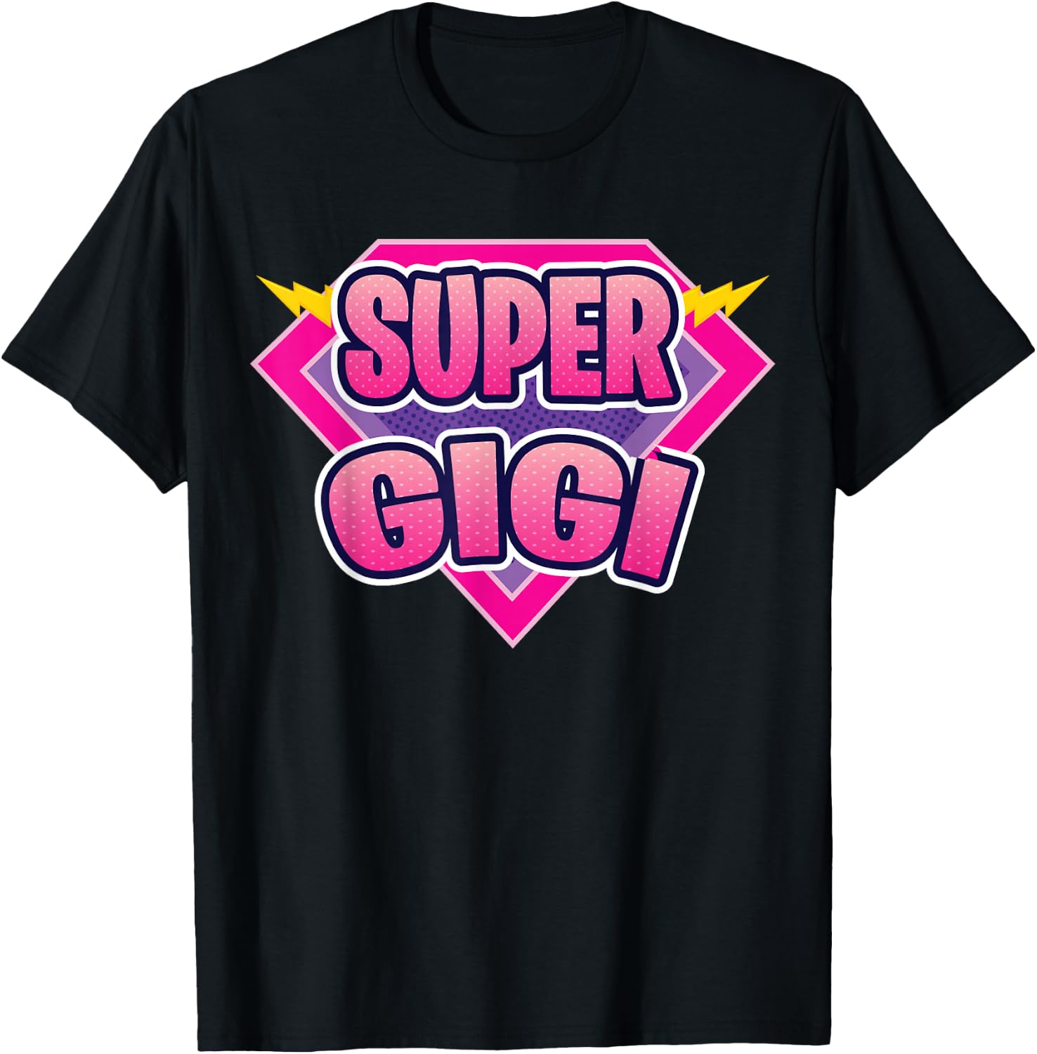 Super Gigi Superhero Grandmother Comic Book Funny Matching T-Shirt - T-Shirt | Black