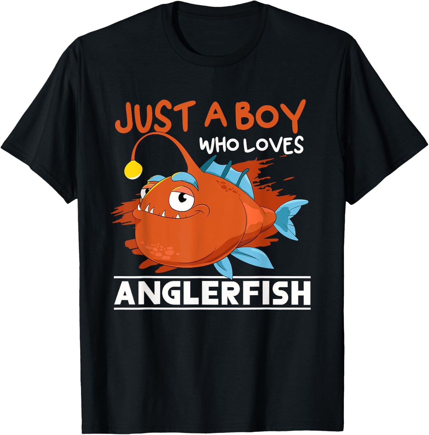 Just A Boy Who Loves Angler Fish Fishing Funny Anglerfish T-Shirt - T-Shirt | Black