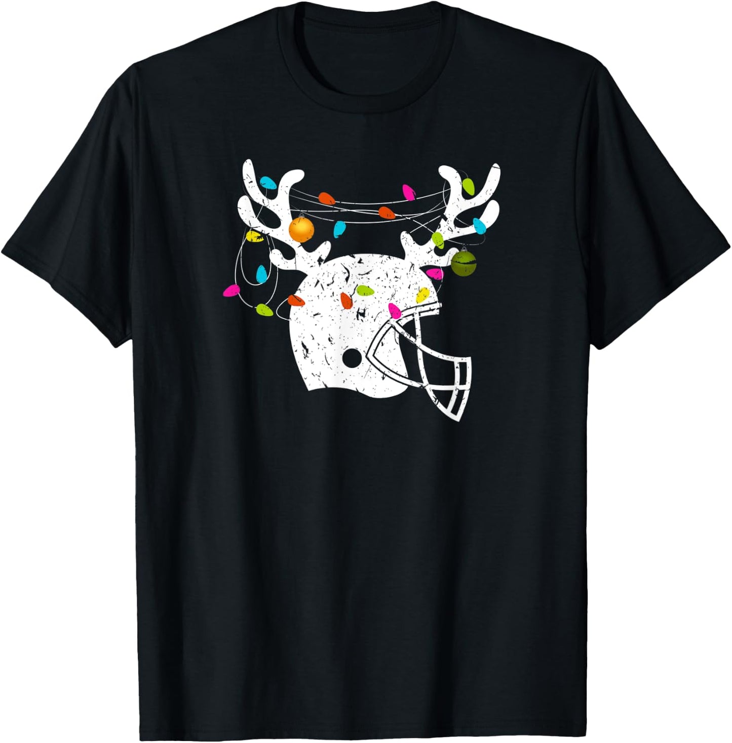 Christmas Football Helmet Men Boys Xmas T-Shirt - T-Shirt | Black
