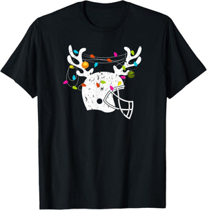 Christmas Football Helmet Men Boys Xmas T-Shirt - T-Shirt | Black