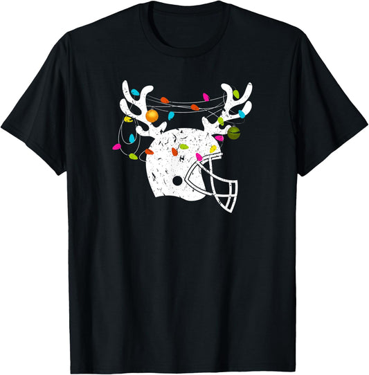 Christmas Football Helmet Men Boys Xmas T-Shirt - T-Shirt | Black