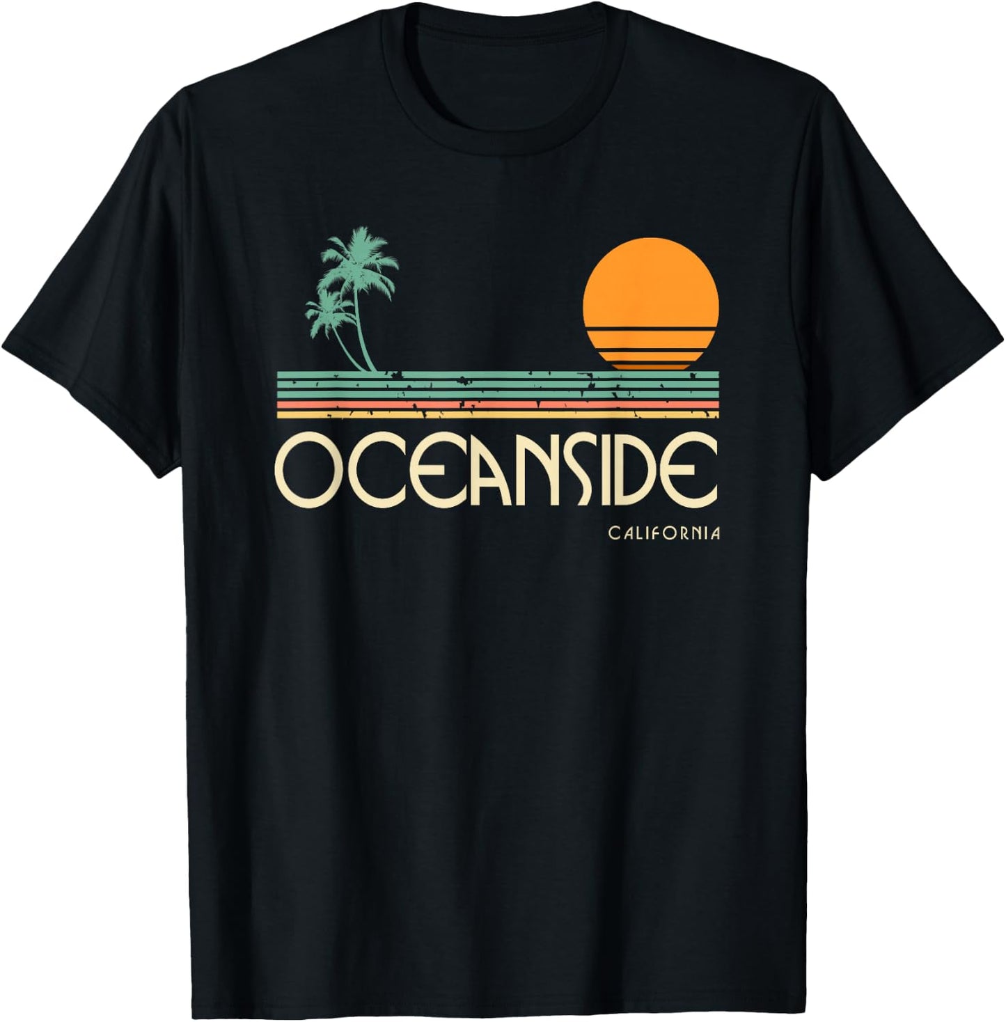 Vintage Oceanside California T-Shirt - T-Shirt | Black