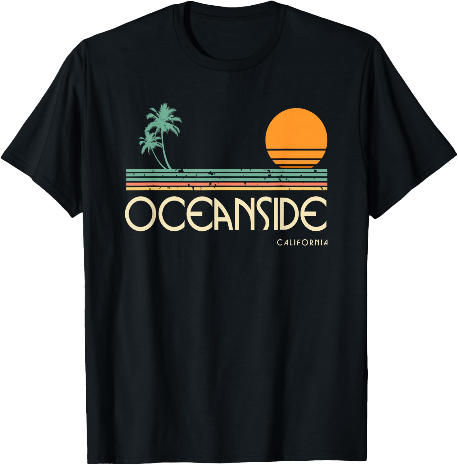Vintage Oceanside California T-Shirt - T-Shirt | Black