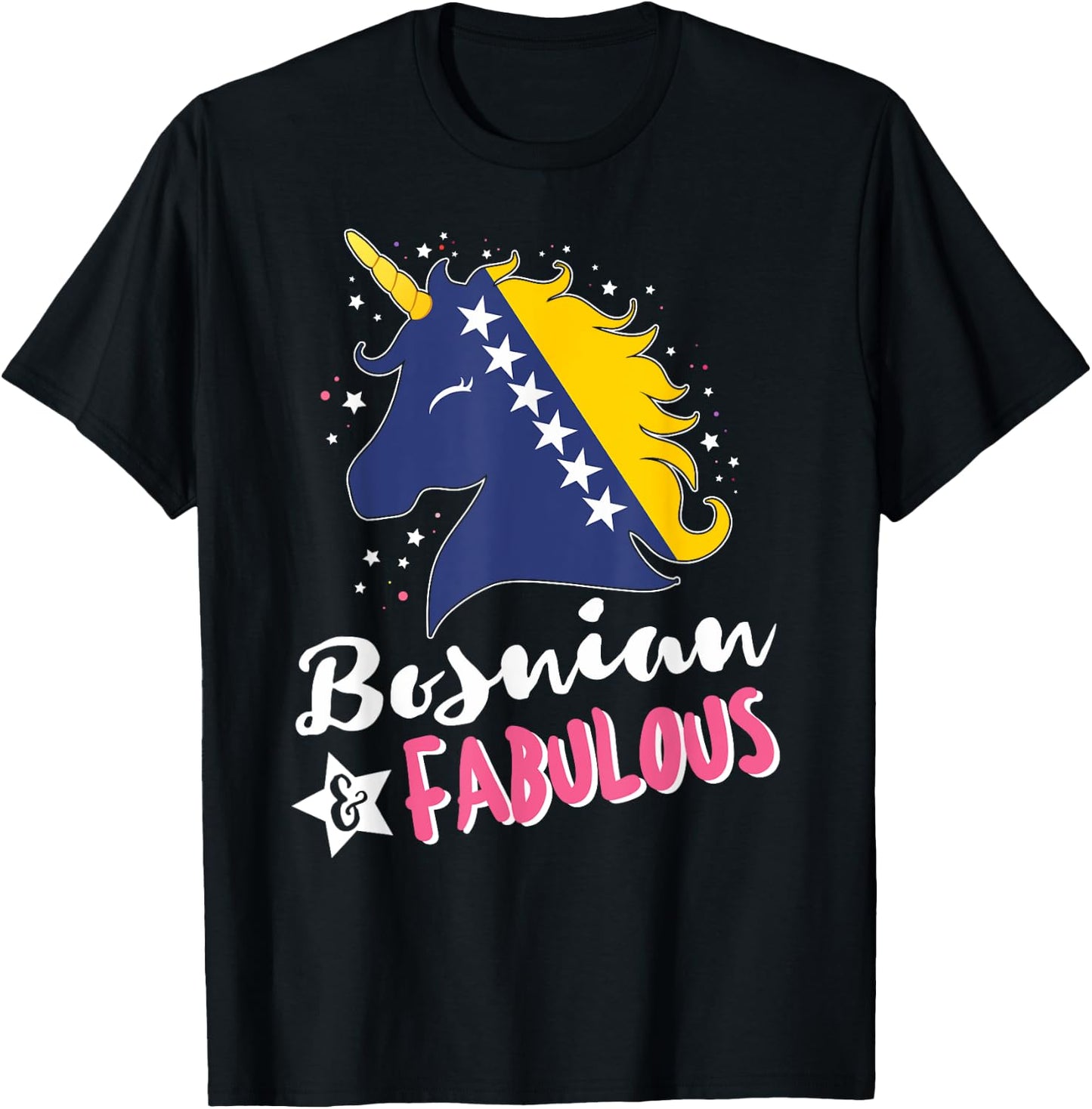 Bosnian Unicorn Bosnia and Herzegovina Flag T-Shirt - T-Shirt | Black