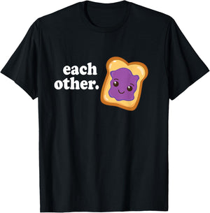 Peanut Butter & Jelly Women Men Valentine Matching Couple T-Shirt - T-Shirt | Black
