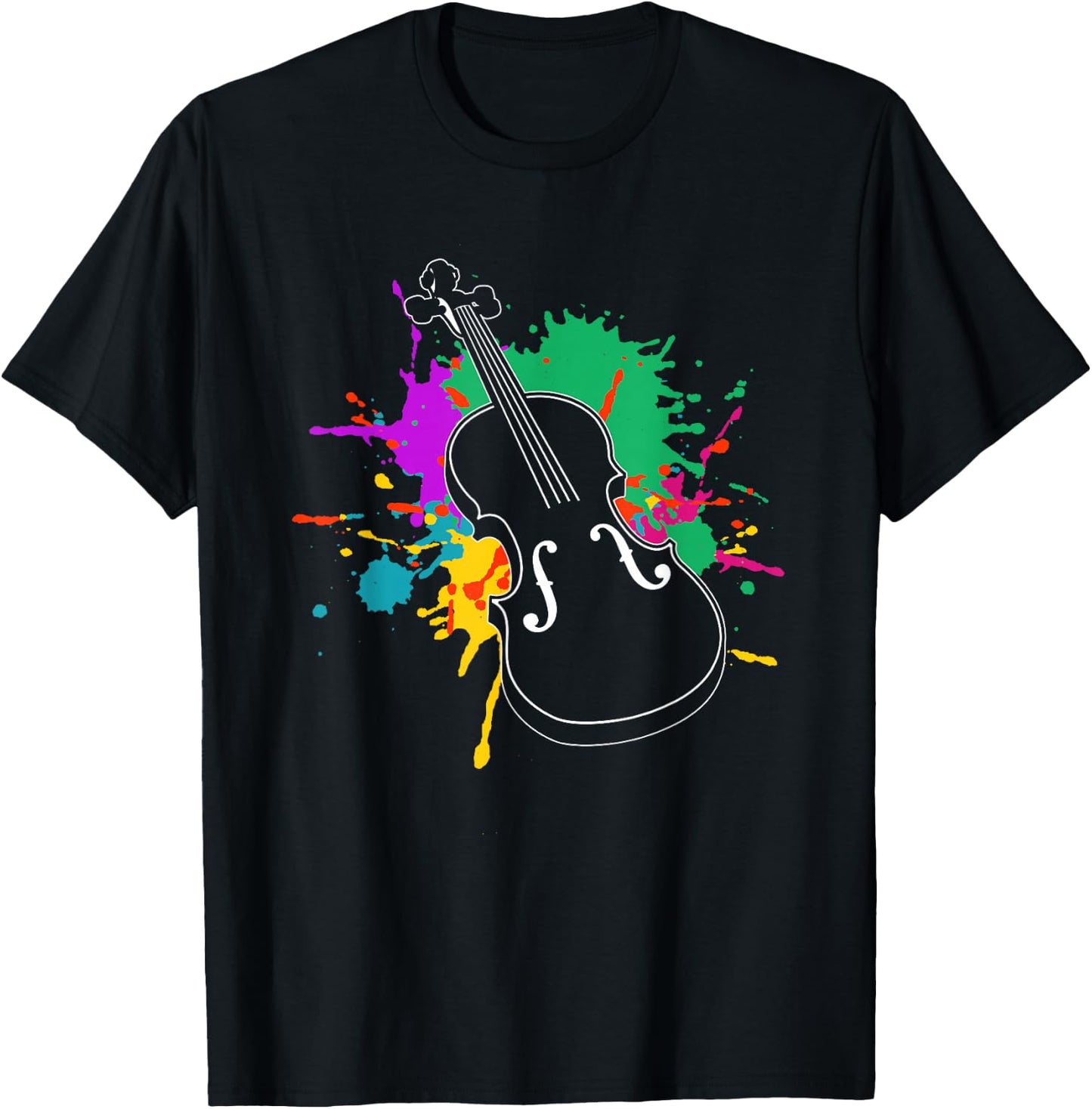 Colorful Violin Player Violinist Fiddle Instrument Musician T-Shirt - T-Shirt | Black