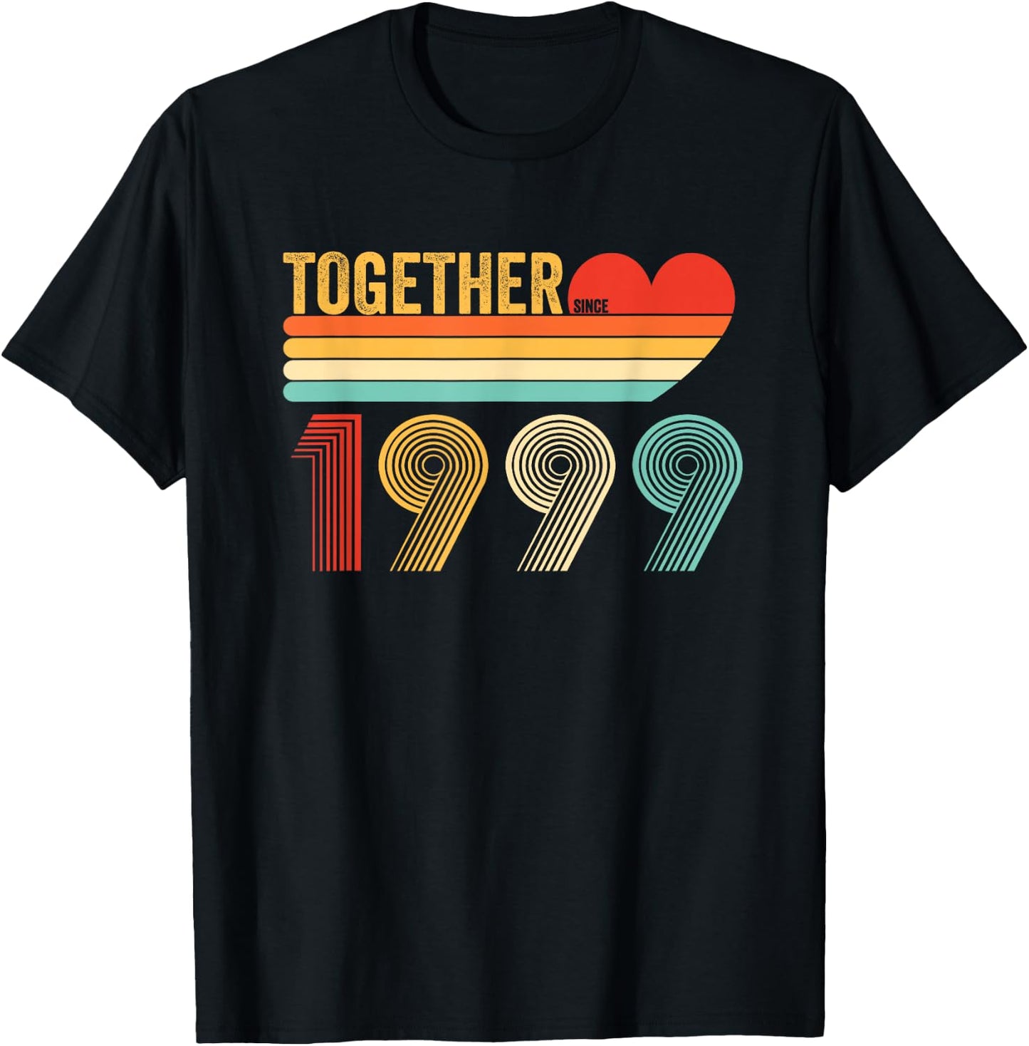 Together Since 1999 Retro Couple Anniversary Shirt T-Shirt - T-Shirt | Black