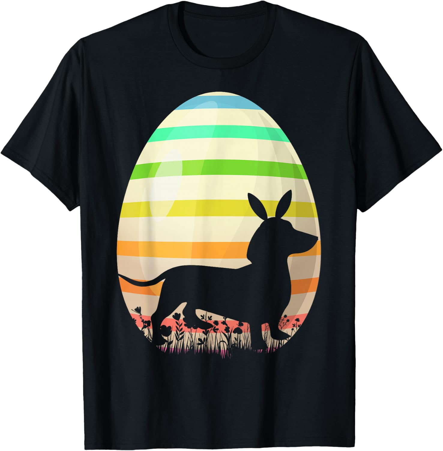 Funny Easter Egg Lover Vintage Style Dachshund Dog Easter Women Girls Kids T-Shirt - T-Shirt | Black