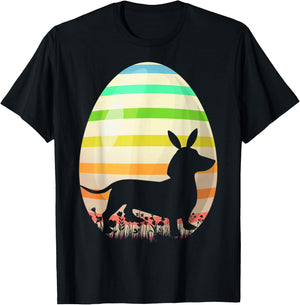 Funny Easter Egg Lover Vintage Style Dachshund Dog Easter Women Girls Kids T-Shirt - T-Shirt | Black