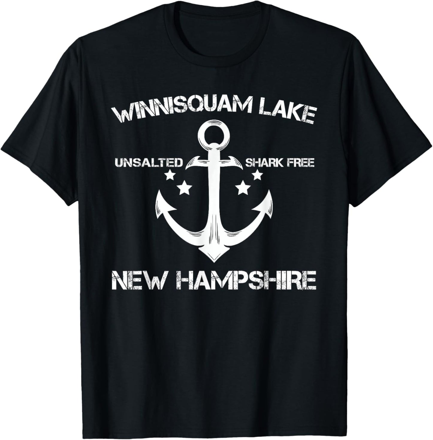 WINNISQUAM LAKE NEW HAMPSHIRE Funny Fishing Camping Gift T-Shirt - T-Shirt | Black