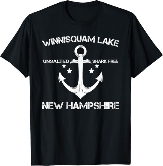 WINNISQUAM LAKE NEW HAMPSHIRE Funny Fishing Camping Gift T-Shirt - T-Shirt | Black