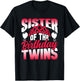 Sister Of The Birthday Twins Celebrate Cute Twin T-Shirt - T-Shirt | Black