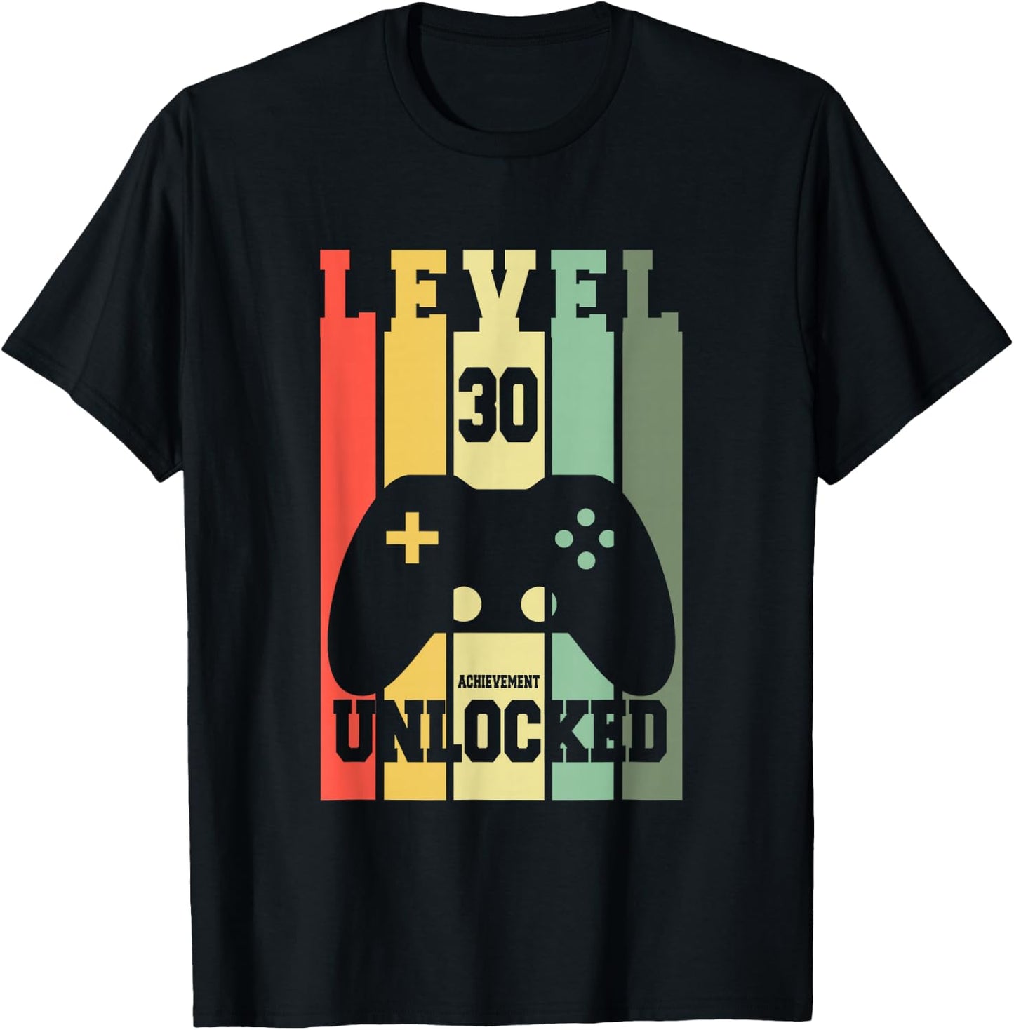 Level 30 Achievement Unlocked 30th - Birthday Nerdy 30 T-Shirt - T-Shirt | Black
