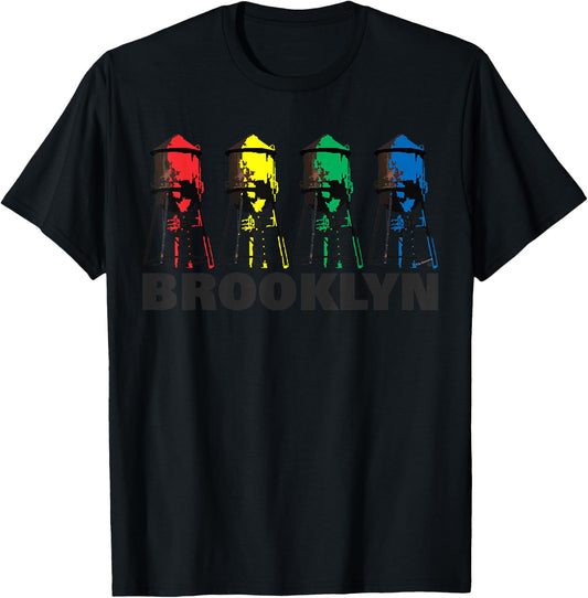 City-Souvenirs Brooklyn Water Tower , Men's -Adults Grey , Small, Classic Fit, , Short Sleeve T-Shirt - T-Shirt | Black