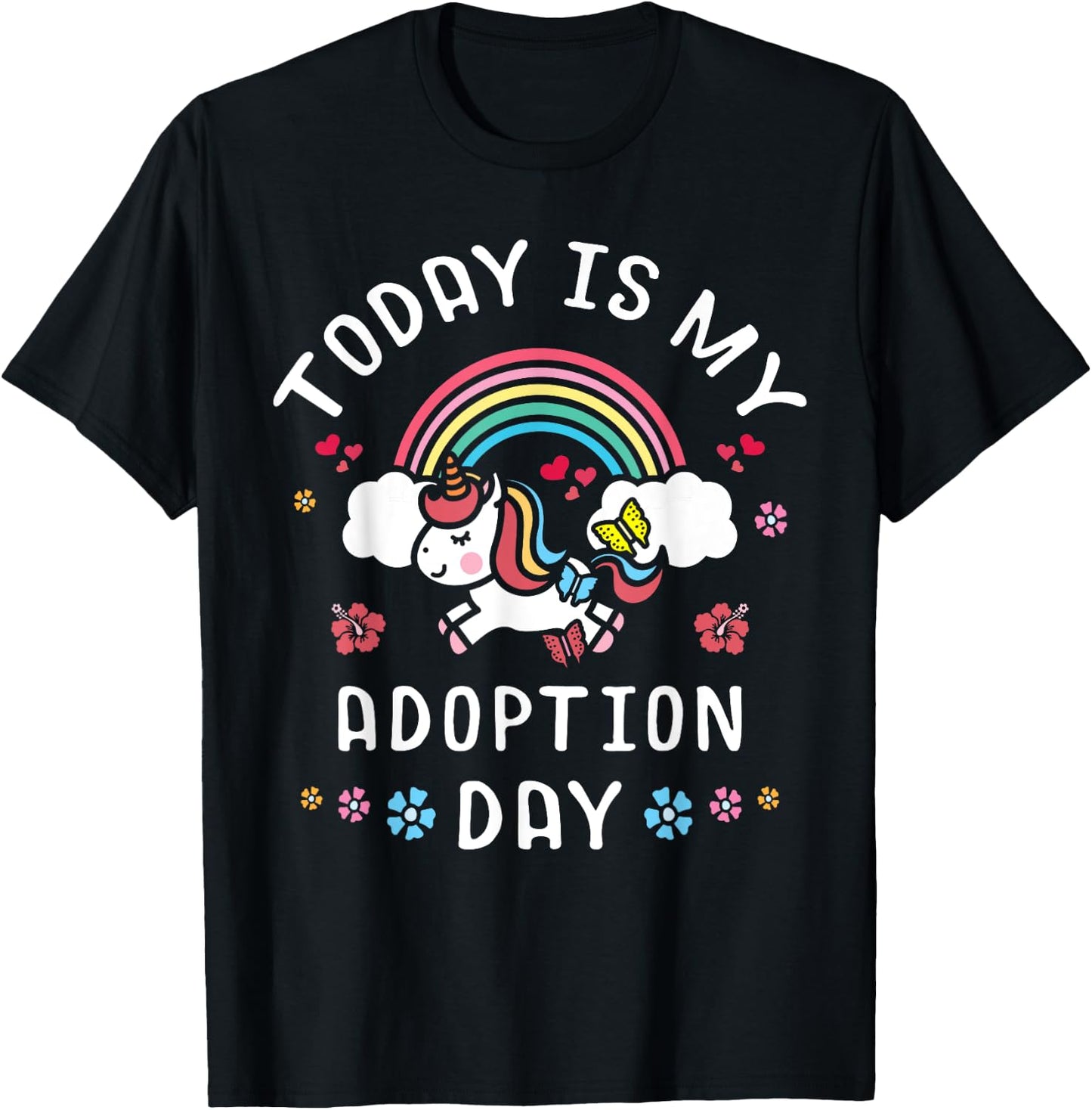 Today Is My Adoption Day Officially Adopted Magical Unicorn T-Shirt - T-Shirt | Black