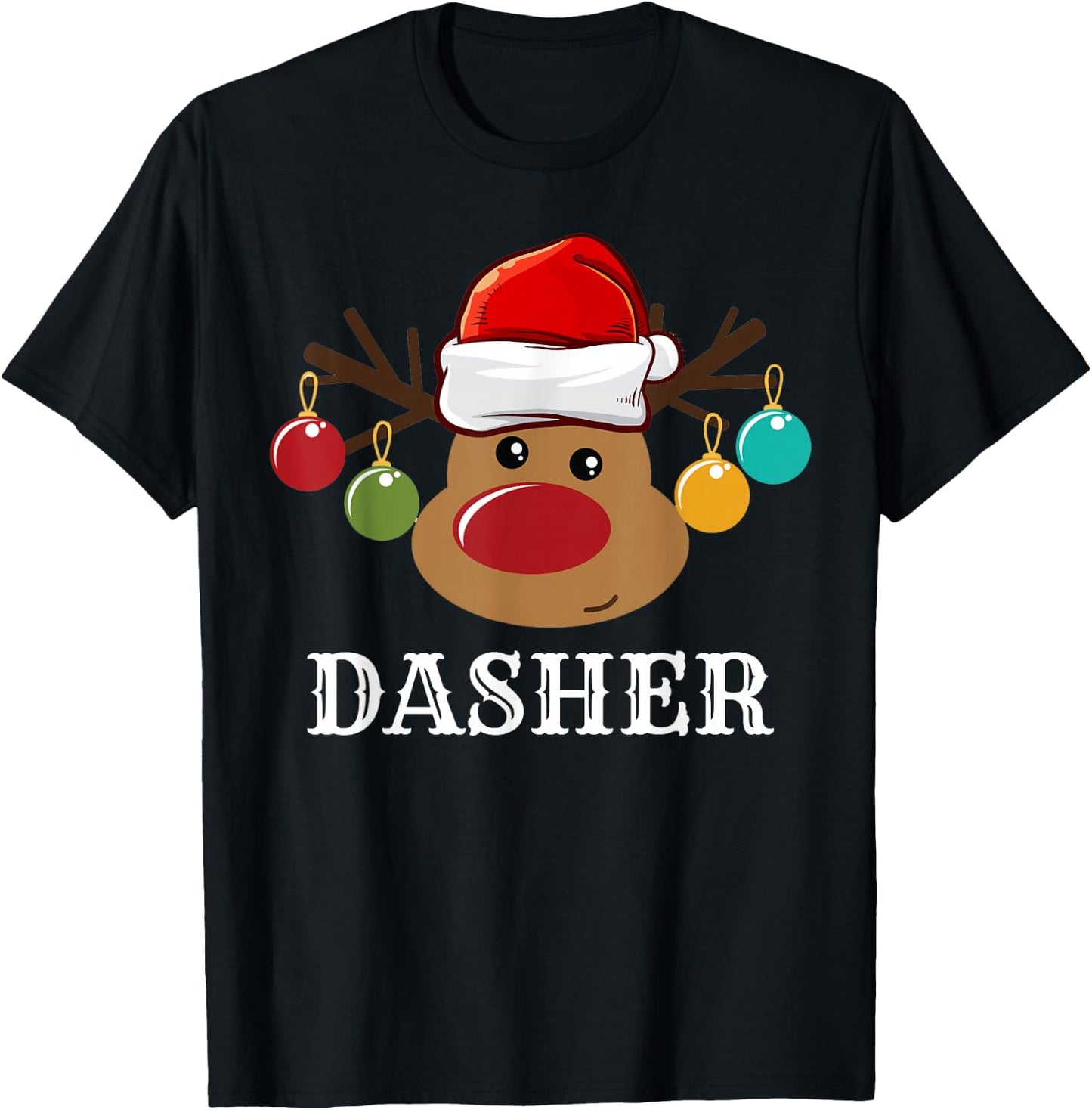 Santa Reindeer Dasher Xmas Group Costume T-Shirt - T-Shirt | Black