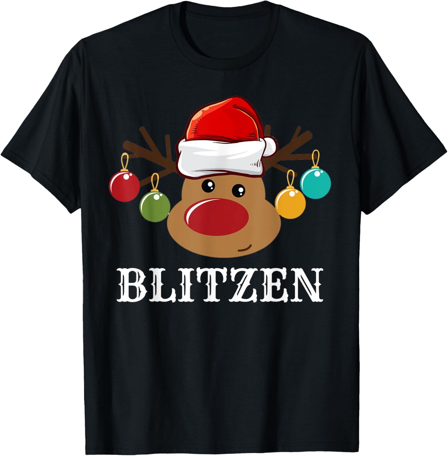 Santa Reindeer Blitzen Xmas Group Costume T-Shirt - T-Shirt | Black