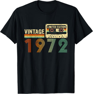 50 Year Old Gifts Vintage 1972 50th Birthday Cassette Tape T-Shirt - T-Shirt | Black