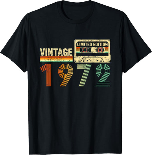 50 Year Old Gifts Vintage 1972 50th Birthday Cassette Tape T-Shirt - T-Shirt | Black