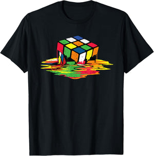 Melting Puzzle Cube Retro Speed Cubing 80's Vintage Toy T-Shirt - T-Shirt | Black