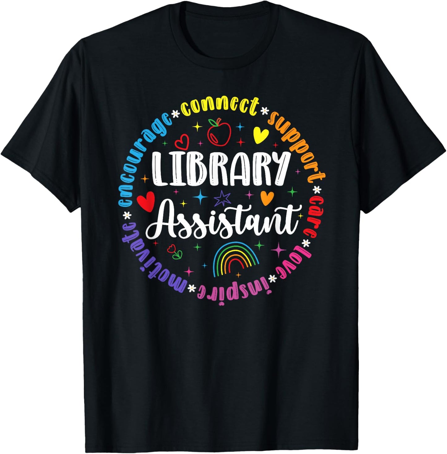 Library Assistant Appreciation Circle Librarian Assistant T-Shirt - T-Shirt | Black