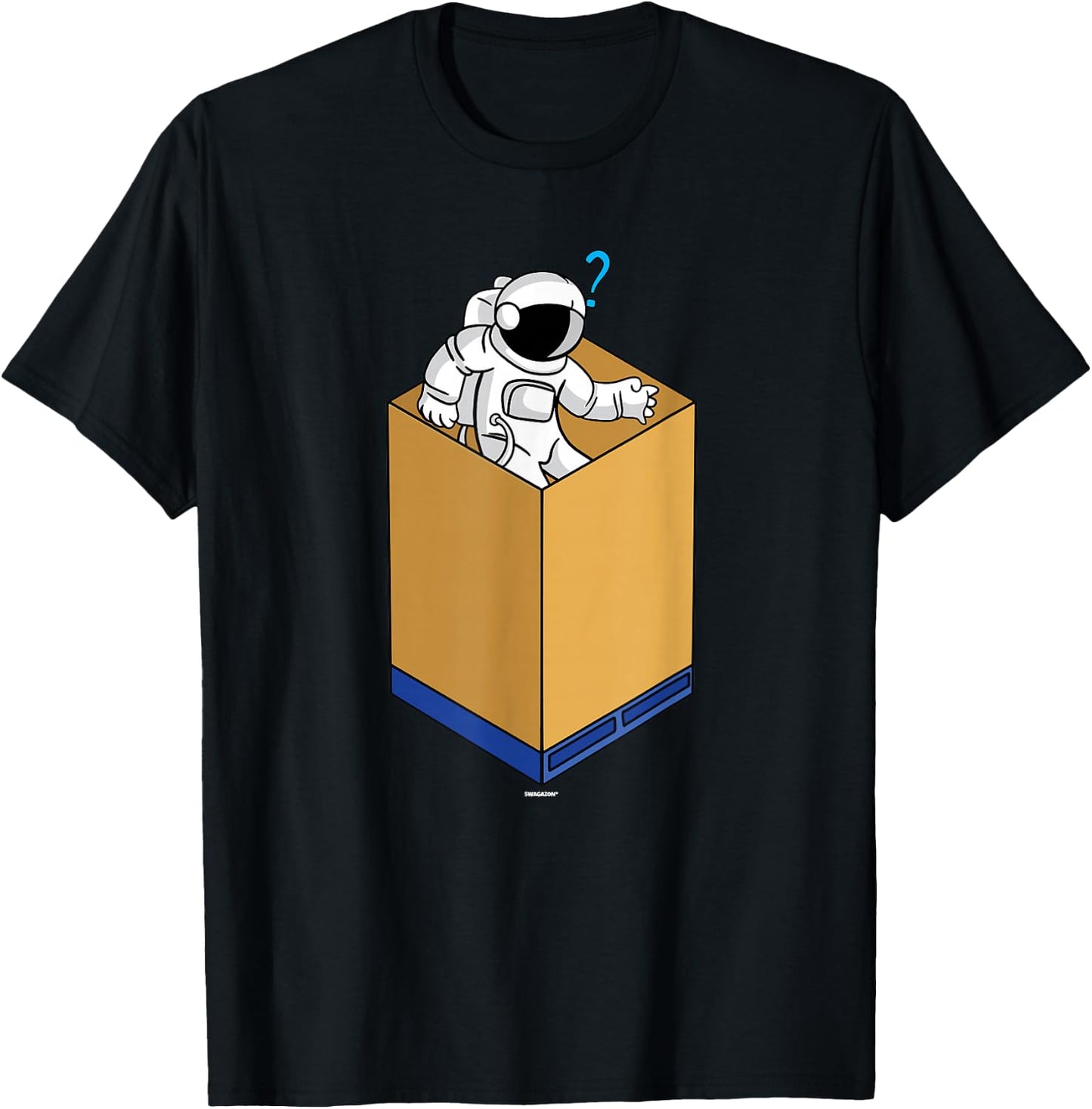 Cardboard Bin Coworker Swagazon Associate Astronaut Shuttle T-Shirt - T-Shirt | Black