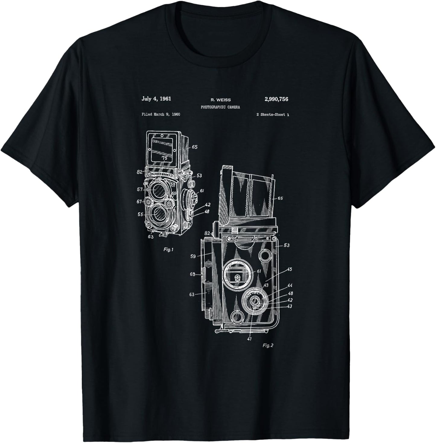 TLR Twin Lens Reflex Camera Patent T-Shirt - T-Shirt | Black