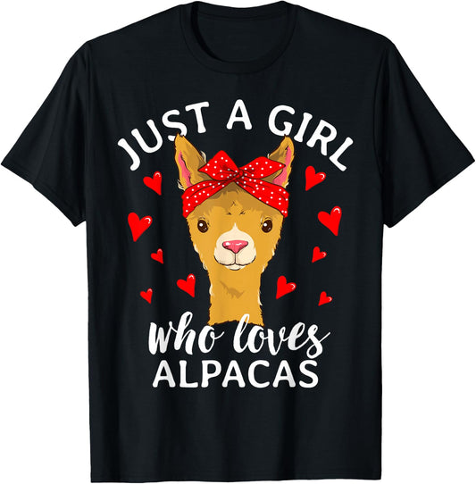 Just A Girl Who Loves Alpacas Llama Lover T-Shirt - T-Shirt | Black