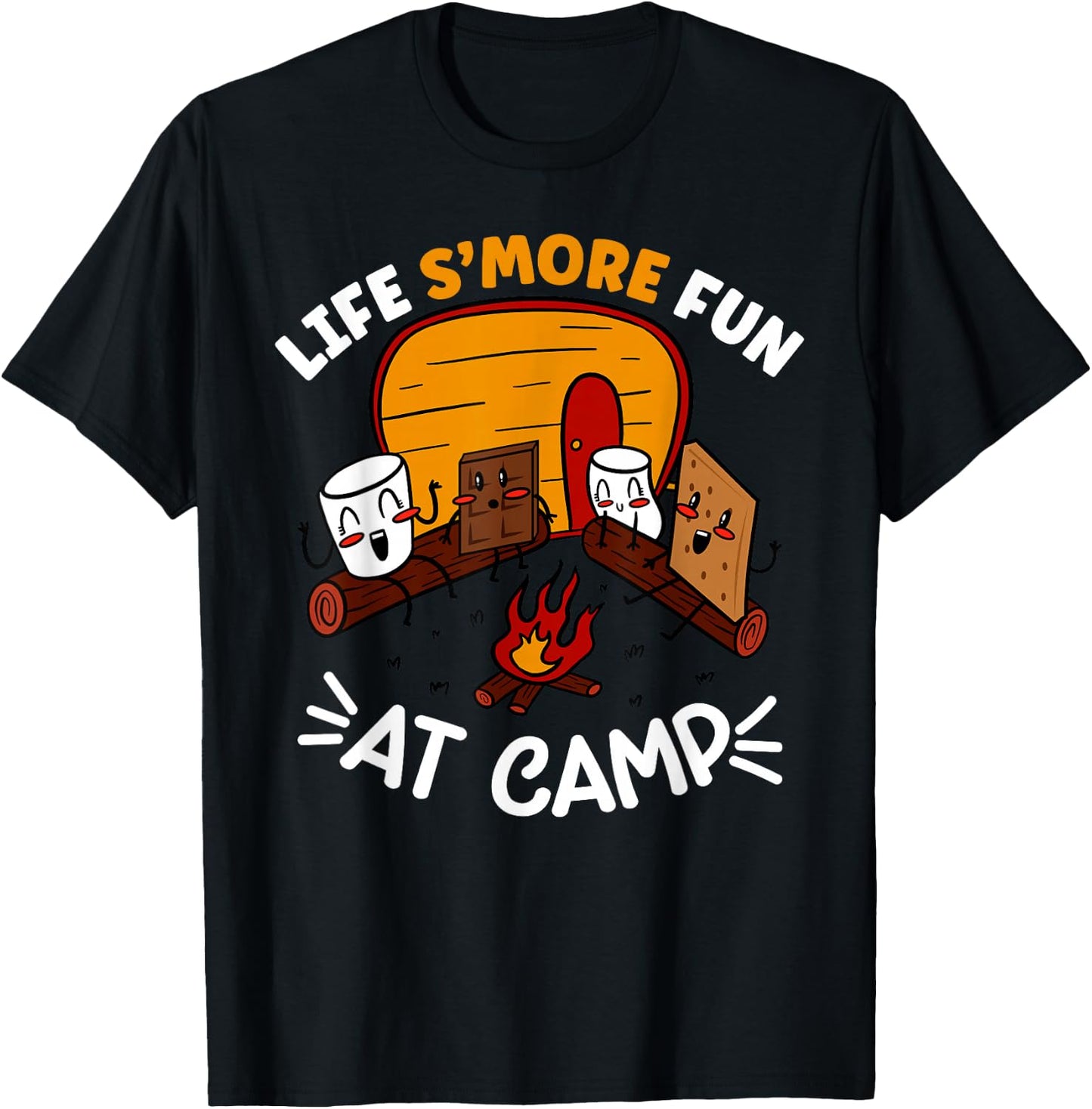 Funny S'mores Camping Campfire Marshmallow Life S'more Fun T-Shirt - T-Shirt | Black