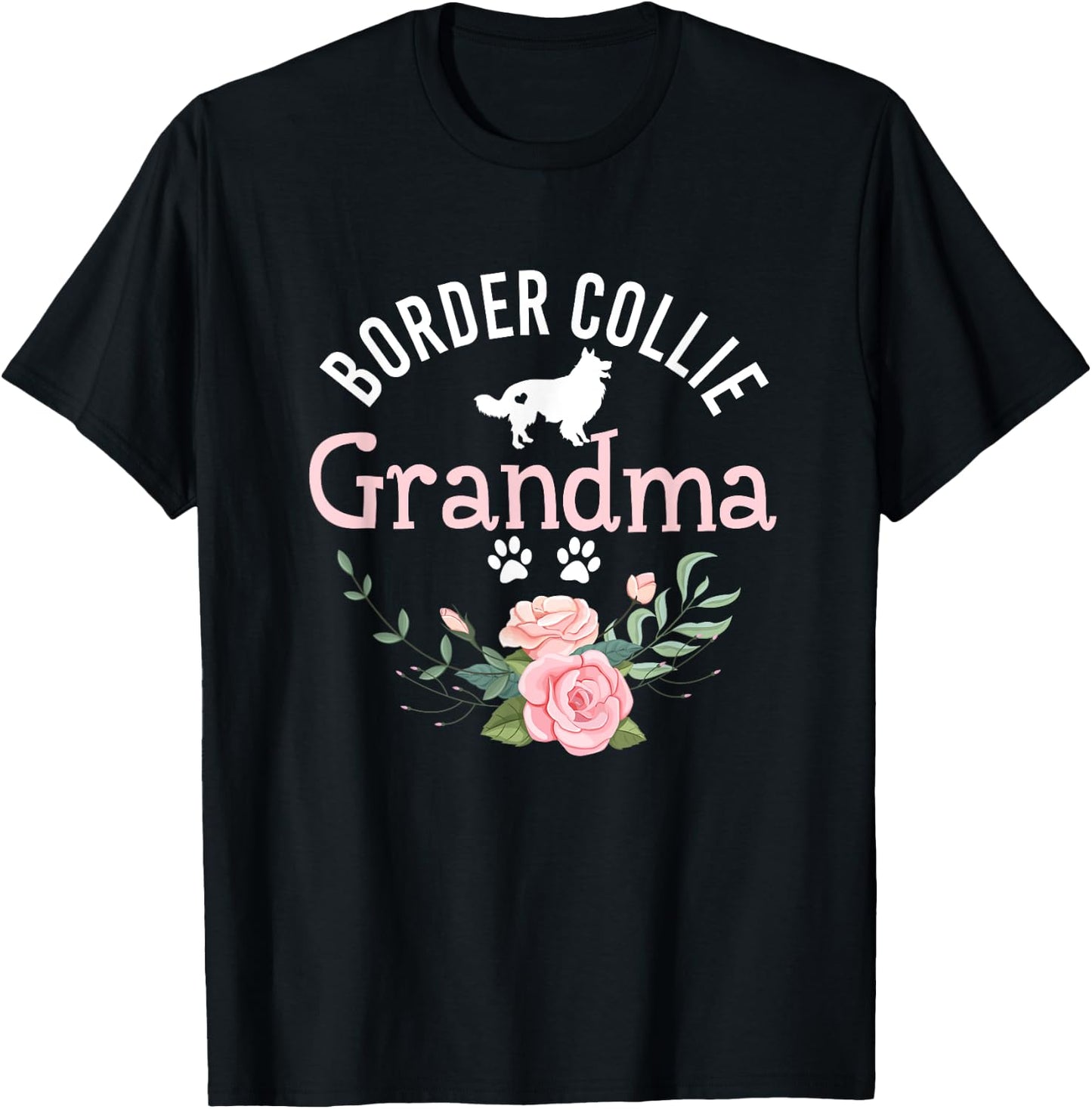 Border Collie Grandma Gifts Cute Dog Lover Christmas T-Shirt - T-Shirt | Black