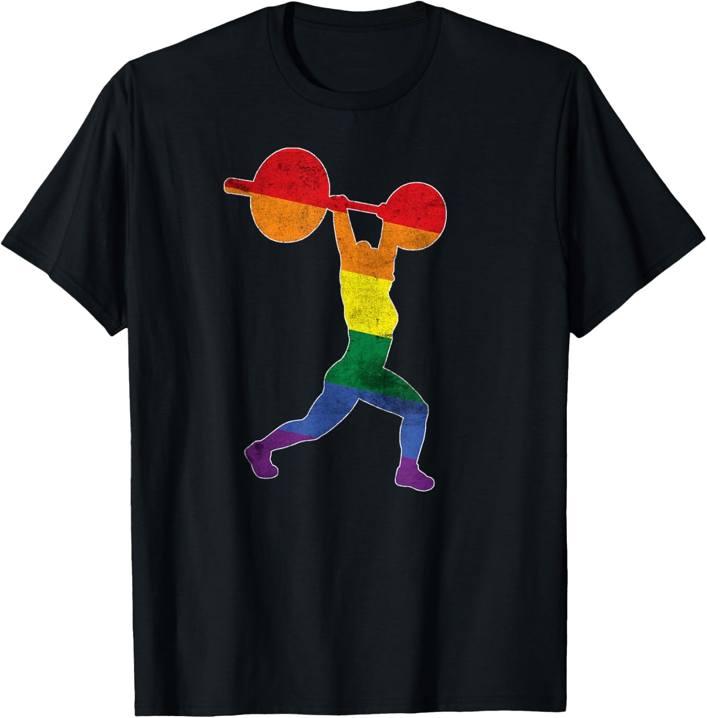 Gay Pride Weightlifting training Gym distressed look T-Shirt - T-Shirt | Black
