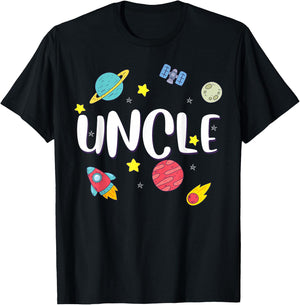 Uncle Outer Space Galaxy Birthday T-Shirt - T-Shirt | Black