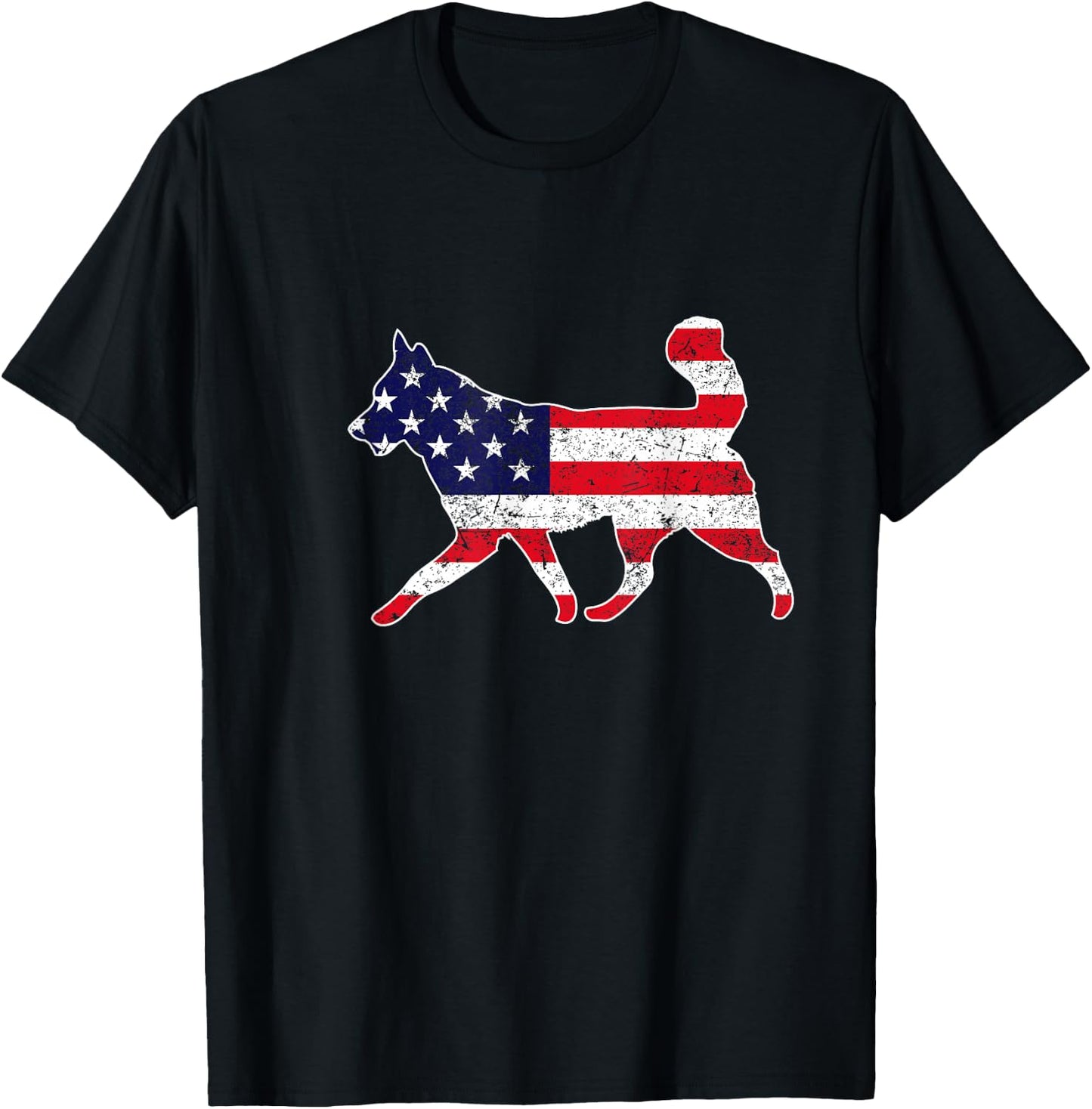 4th Of July Siberian Husky Dog Graphic Patriotic USA Flag T-Shirt - T-Shirt | Black