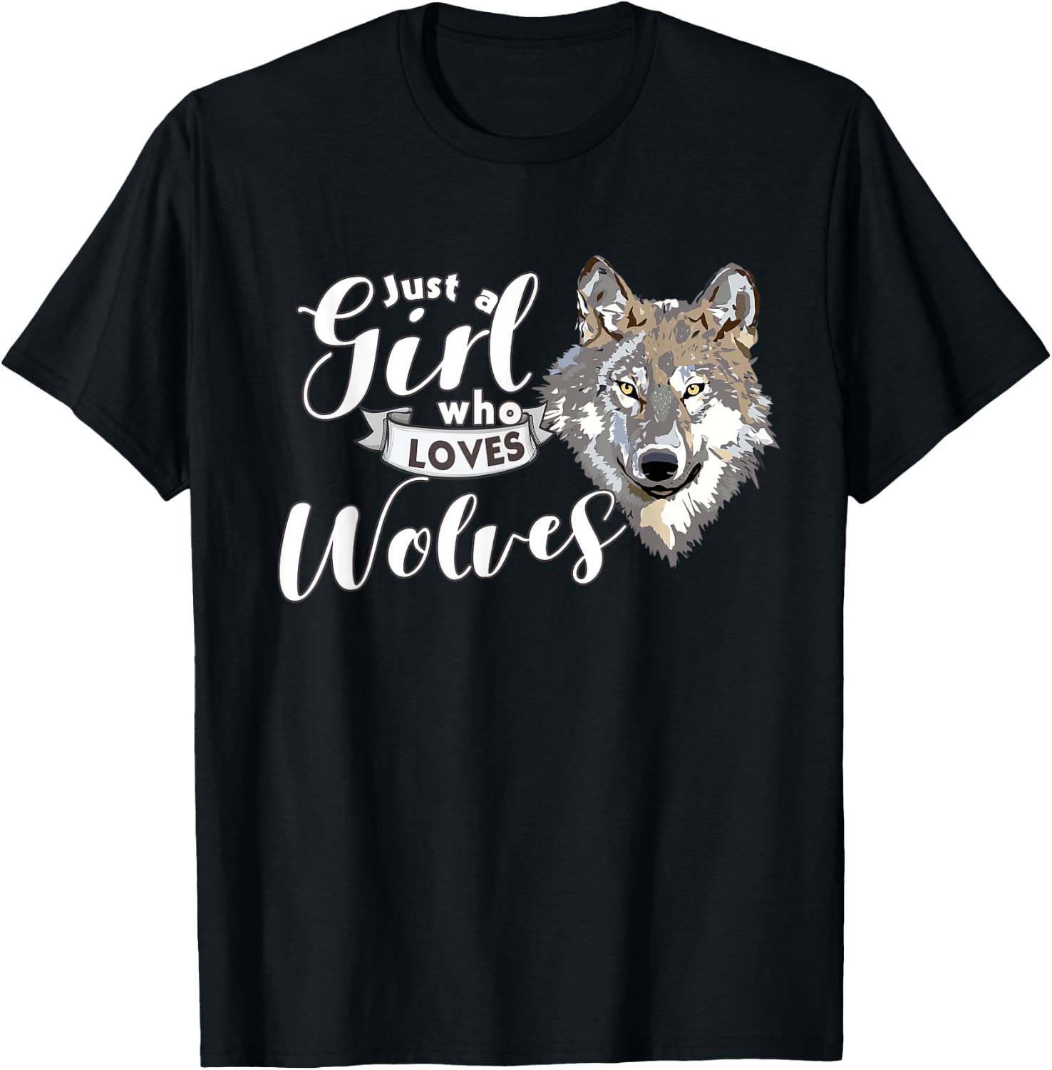 Just a Girl Who Loves Wolves Cute and Girls T-Shirt - T-Shirt | Black