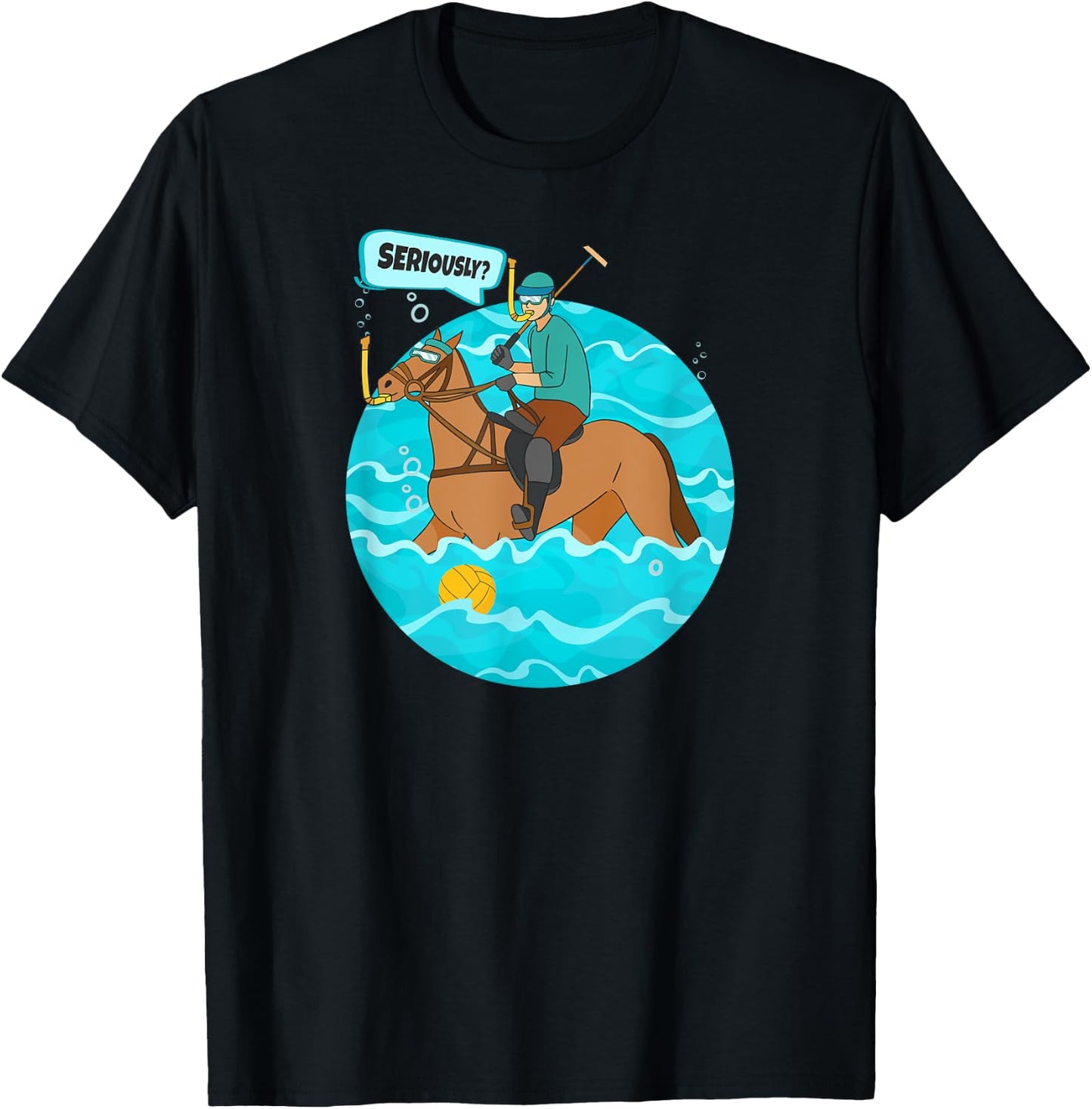 Funny Water Polo Player on Horse Playing Water Polo T-Shirt - T-Shirt | Black