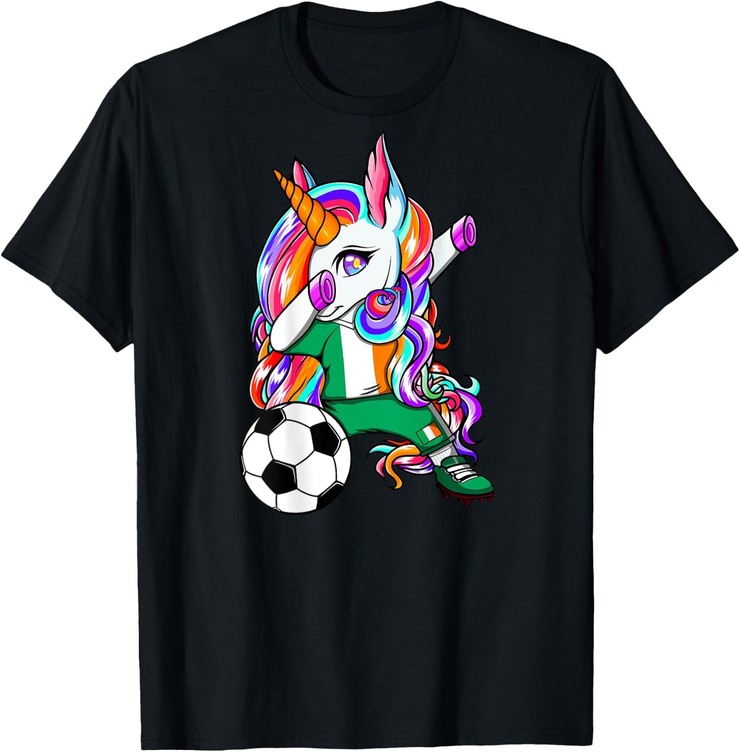 Dabbing Unicorn Ireland Soccer Lovers Jersey Irish Football T-Shirt - T-Shirt | Black