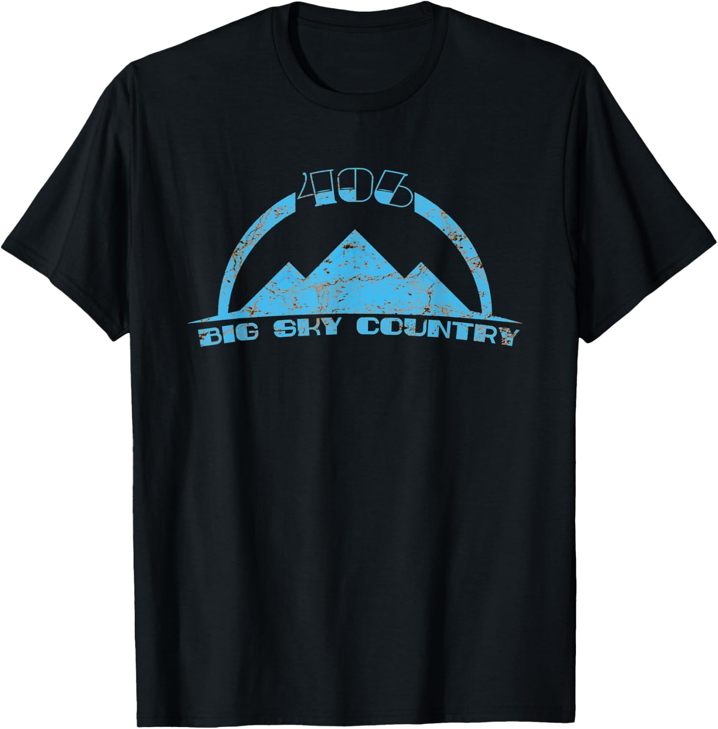 406 Big Sky Country Montana Distressed State Pride T-Shirt - T-Shirt | Black