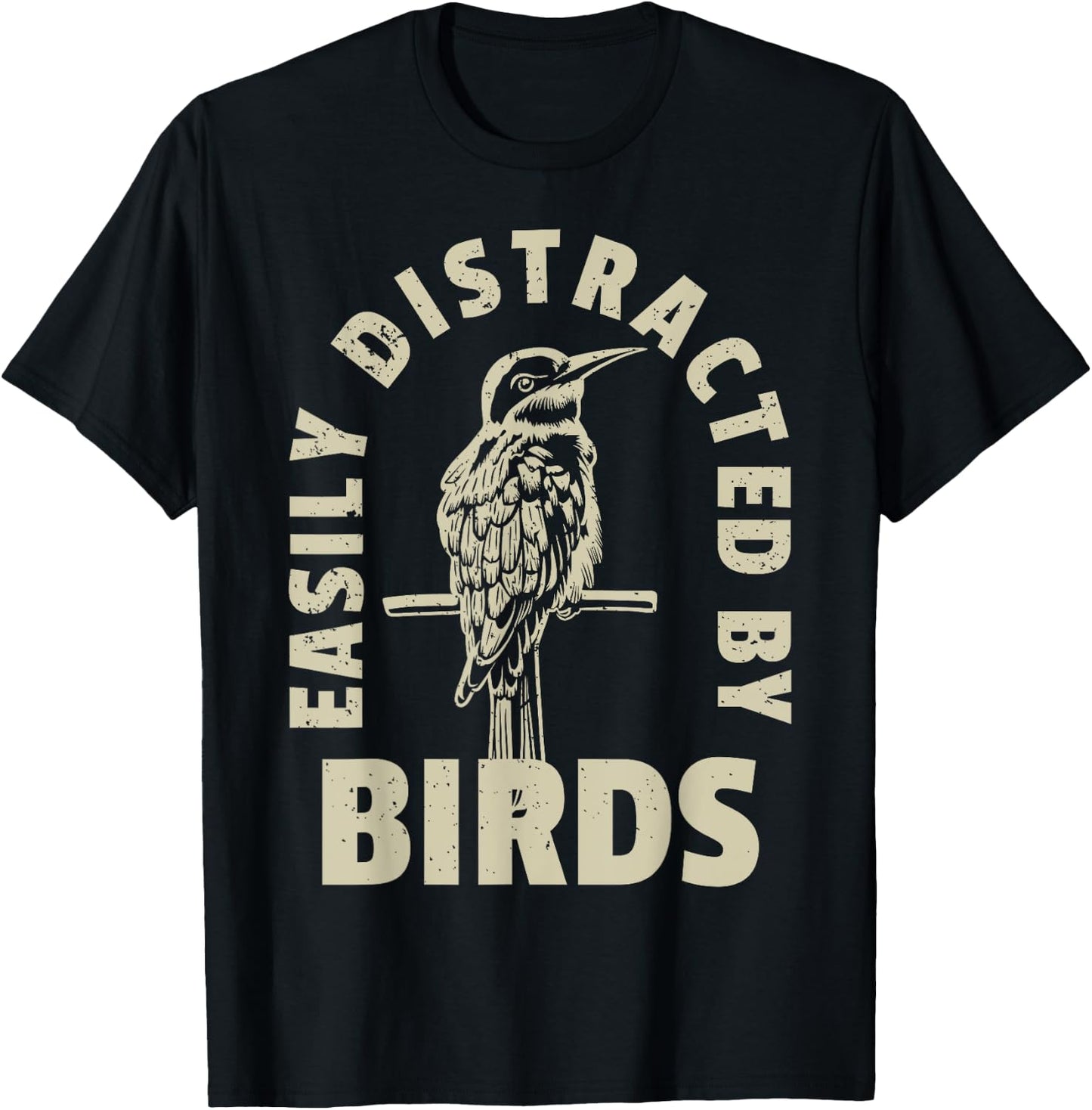 Easily Distracted By Birds T-Shirt - T-Shirt | Black